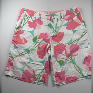 Lilly Pulitzer Pink & Mint Floral Cotton Bermuda Shorts